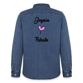 RUHESTAND. RUHESTAND. PENSIONIERT. RUHESTAND - Männer Jeanshemd Organic von Stanley/Stella - verwaschenes Mittelblau  - Hinten - AI Model Male 185 light (185cm)