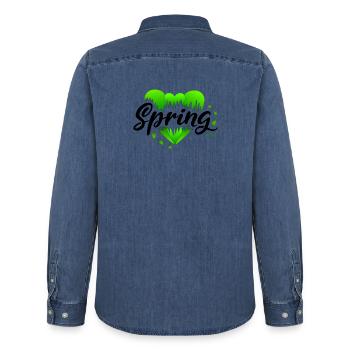 Frühling Frühlingsanfang Herzen - Männer Jeanshemd Organic von Stanley/Stella - verwaschenes Mittelblau  - Hinten - AI Model Male 185 light (185cm)