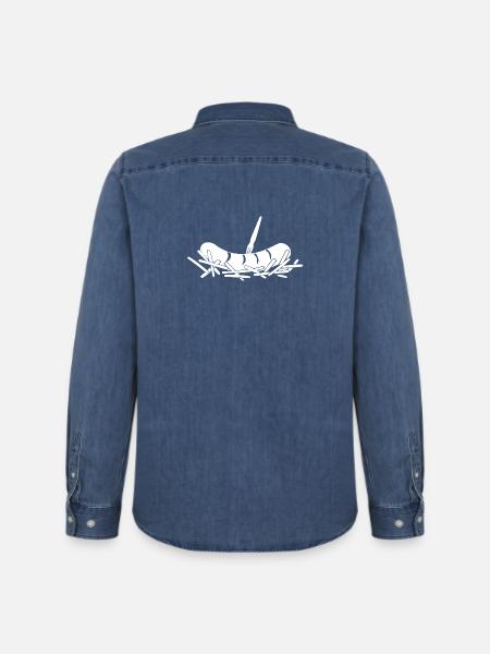 French fries currywurst - Men’s Organic Denim Shirt by Stanley/Stella - mid washy