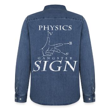 Physiker - Männer Jeanshemd Organic von Stanley/Stella - verwaschenes Mittelblau  - Hinten - AI Model Male 185 light (185cm)