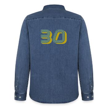 30 - Chemise en denim homme bio Stanley/Stella - bleu moyen délavé  - Dos - AI Model Male 185 light (185cm)