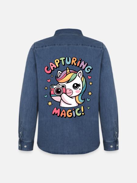 Capturing Magic! - Men’s Organic Denim Shirt by Stanley/Stella - mid washy