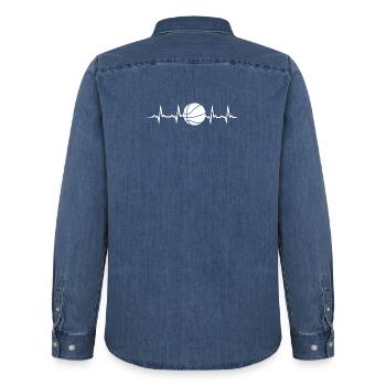 gift heartbeat basketball - Männer Jeanshemd Organic von Stanley/Stella - verwaschenes Mittelblau  - Hinten - AI Model Male 185 light (185cm)