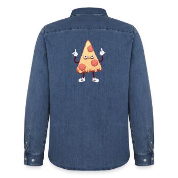 Fuck You Pizza - Männer Jeanshemd Organic von Stanley/Stella - verwaschenes Mittelblau  - Hinten - AI Model Male 185 light (185cm)