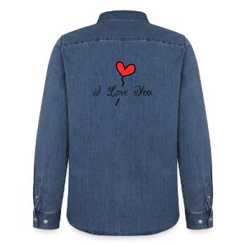 ICH LIEBE DICH. ICH LIEBE DICH. LIEBE. LIEBE. HEILIGER VALENTIN - Männer Jeanshemd Organic von Stanley/Stella - verwaschenes Mittelblau  - Hinten - AI Model Male 185 light (185cm)