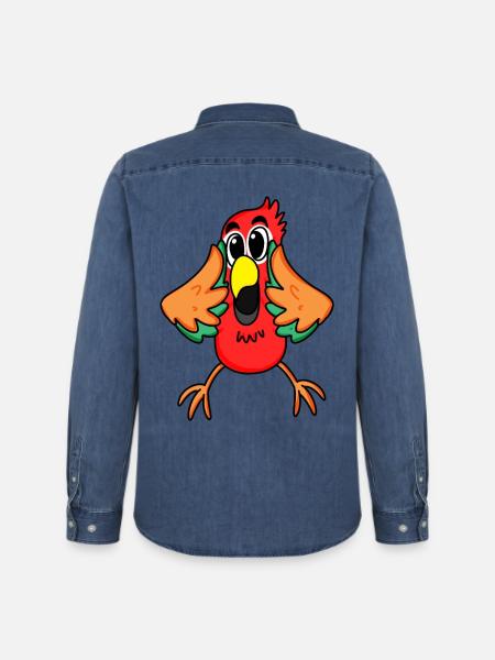 Parrot jungle - Men’s Organic Denim Shirt by Stanley/Stella - mid washy 