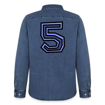 5. 5 JAHRE - Männer Jeanshemd Organic von Stanley/Stella - verwaschenes Mittelblau  - Hinten - AI Model Male 185 light (185cm)