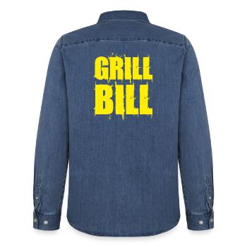Lustiges Grill Bill BBQ Spruch Geschenk Shirt - Männer Jeanshemd Organic von Stanley/Stella - verwaschenes Mittelblau  - Hinten - AI Model Male 185 light (185cm)