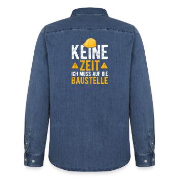 Keine Zeit ich muss auf die Baustelle - Männer Jeanshemd Organic von Stanley/Stella - verwaschenes Mittelblau  - Hinten - AI Model Male 185 light (185cm)
