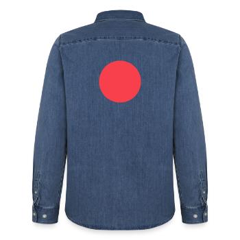 Kreis Rot - Männer Jeanshemd Organic von Stanley/Stella - verwaschenes Mittelblau  - Hinten - AI Model Male 185 light (185cm)