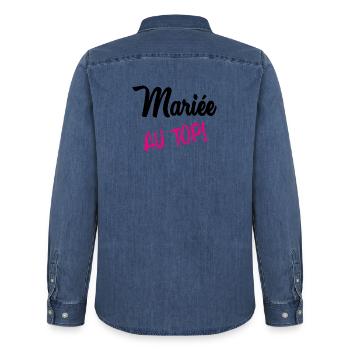 HEIRAT - Männer Jeanshemd Organic von Stanley/Stella - verwaschenes Mittelblau  - Hinten - AI Model Male 185 light (185cm)