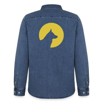 Berger allemand - Chemise en denim homme bio Stanley/Stella - bleu moyen délavé  - Dos - AI Model Male 185 light (185cm)