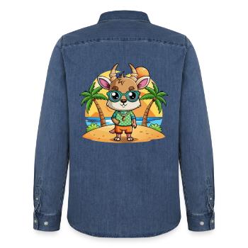 Antilope Lustige Cartoon Sommer Strand Sonnenbrille - Männer Jeanshemd Organic von Stanley/Stella - verwaschenes Mittelblau  - Hinten - AI Model Male 185 light (185cm)