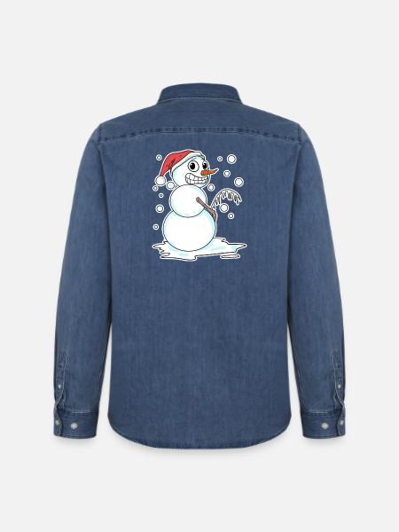 Snowman funny - Men’s Organic Denim Shirt by Stanley/Stella - mid washy 