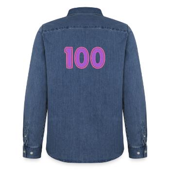 100. 100 JAHRE. 100-JÄHRIGES JUBILÄUM - Männer Jeanshemd Organic von Stanley/Stella - verwaschenes Mittelblau  - Hinten - AI Model Male 185 light (185cm)