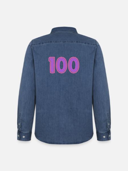 100. 100 YEARS. 100th ANNIVERSARY - Men’s Organic Denim Shirt by Stanley/Stella - mid washy 
