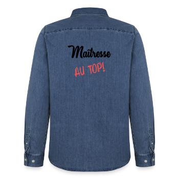 GELIEBTE - Männer Jeanshemd Organic von Stanley/Stella - verwaschenes Mittelblau  - Hinten - AI Model Male 185 light (185cm)
