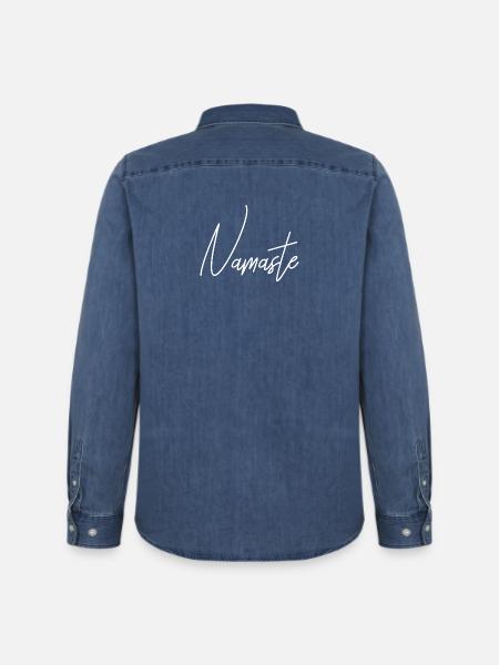 Namaste Schrift - Männer Jeanshemd Organic von Stanley/Stella - verwaschenes Mittelblau