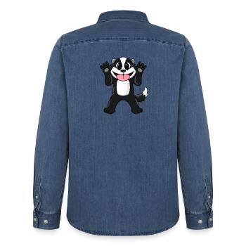 Dachs - Männer Jeanshemd Organic von Stanley/Stella - verwaschenes Mittelblau  - Hinten - AI Model Male 185 light (185cm)