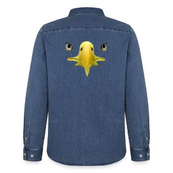 Beak, eyes of bald eagle, falconry - Men’s Organic Denim Shirt by Stanley/Stella - mid washy  - Back - AI Model Male 185 light (185cm)