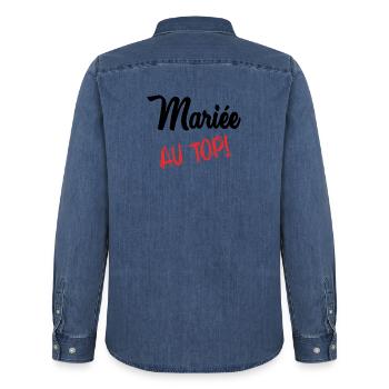 ZUKÜNFTIGE BRAUT - Männer Jeanshemd Organic von Stanley/Stella - verwaschenes Mittelblau  - Hinten - AI Model Male 185 light (185cm)