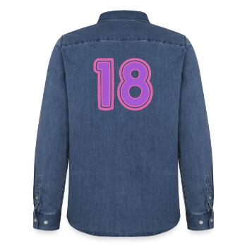 18. 18 JAHRE ALT. 18-JÄHRIGES JUBILÄUM. GEBURTSTAG 18 JAHRE. - Männer Jeanshemd Organic von Stanley/Stella - verwaschenes Mittelblau  - Hinten - AI Model Male 185 light (185cm)