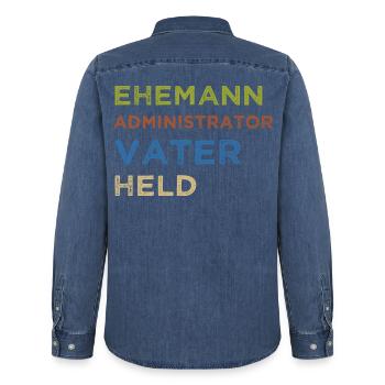 Administrator IT Administrator Admin Informatik - Männer Jeanshemd Organic von Stanley/Stella - verwaschenes Mittelblau  - Hinten - AI Model Male 185 light (185cm)