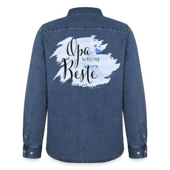 Opa du bist der Beste der Welt - Männer Jeanshemd Organic von Stanley/Stella - verwaschenes Mittelblau  - Hinten - AI Model Male 185 light (185cm)