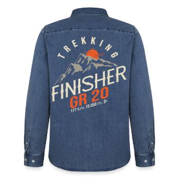 GR 20 Korsische Wanderung GR 20 Trek - Männer Jeanshemd Organic von Stanley/Stella - verwaschenes Mittelblau  - Hinten - AI Model Male 185 light (185cm)