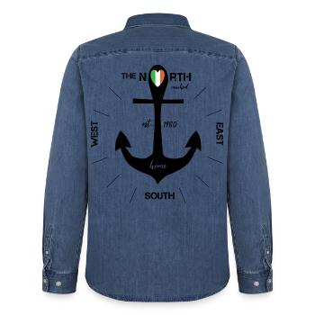 Anker Irland Ireland North West - Männer Jeanshemd Organic von Stanley/Stella - verwaschenes Mittelblau  - Hinten - AI Model Male 185 light (185cm)