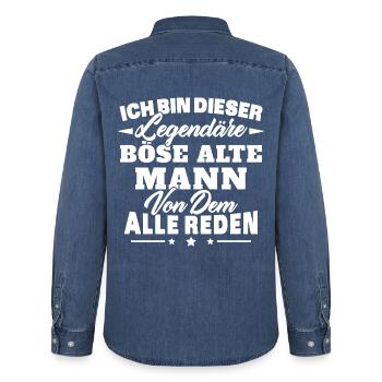 Ich bin dieser legendäre böse alte Mann - Männer Jeanshemd Organic von Stanley/Stella - verwaschenes Mittelblau  - Hinten - AI Model Male 185 light (185cm)
