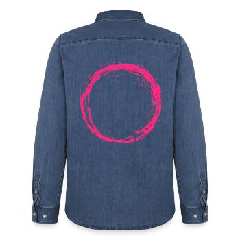 Cercle rose - Chemise en denim homme bio Stanley/Stella - bleu moyen délavé  - Dos - AI Model Male 185 light (185cm)