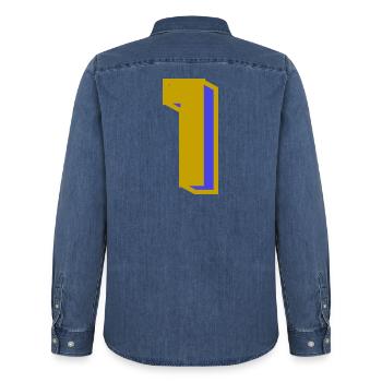 1 - Männer Jeanshemd Organic von Stanley/Stella - verwaschenes Mittelblau  - Hinten - AI Model Male 185 light (185cm)