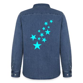 Stern Sternchen Muster Symbol - Männer Jeanshemd Organic von Stanley/Stella - verwaschenes Mittelblau  - Hinten - AI Model Male 185 light (185cm)