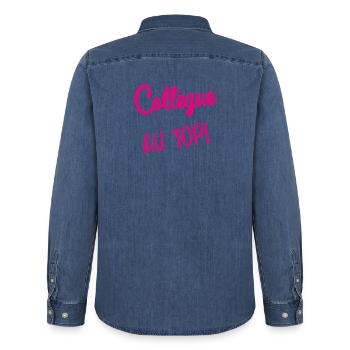 RUHESTAND. RUHESTAND. PENSIONIERT. RUHESTAND - Männer Jeanshemd Organic von Stanley/Stella - verwaschenes Mittelblau  - Hinten - AI Model Male 185 light (185cm)