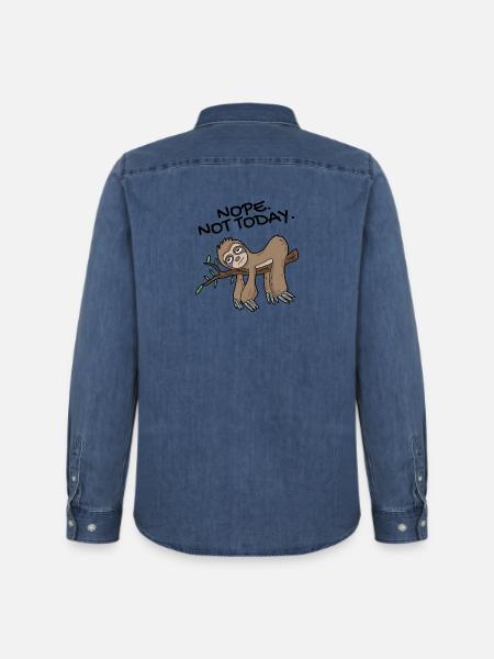 Sloth Nope not today - Men’s Organic Denim Shirt by Stanley/Stella - mid washy 