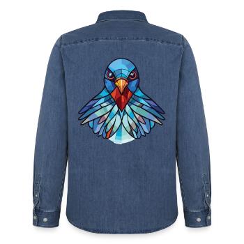 Taube buntes Aquarell Tier Haustier Illustration - Männer Jeanshemd Organic von Stanley/Stella - verwaschenes Mittelblau  - Hinten - AI Model Male 185 light (185cm)