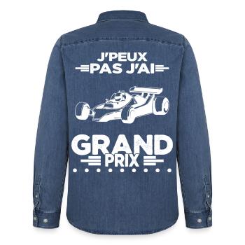 Je Peux Pas J'ai Grand Prix - Chemise en denim homme bio Stanley/Stella - bleu moyen délavé  - Dos - AI Model Male 185 light (185cm)