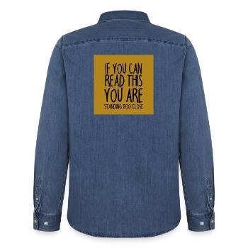 Mundschutz lustig Spruch - lustige Sprüche - Männer Jeanshemd Organic von Stanley/Stella - verwaschenes Mittelblau  - Hinten - AI Model Male 185 light (185cm)
