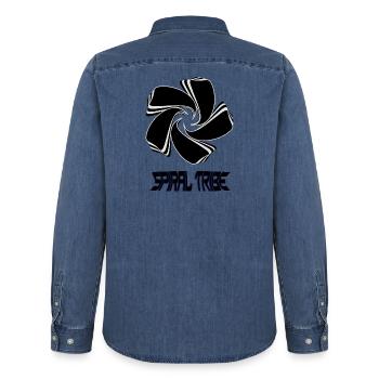 Spiral Tribe - Männer Jeanshemd Organic von Stanley/Stella - verwaschenes Mittelblau  - Hinten - AI Model Male 185 light (185cm)