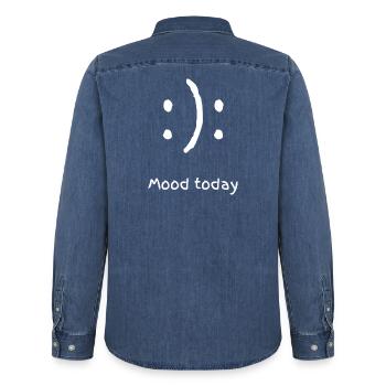 mood today - Männer Jeanshemd Organic von Stanley/Stella - verwaschenes Mittelblau  - Hinten - AI Model Male 185 light (185cm)