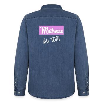 VIELEN DANK. GELIEBTE - Männer Jeanshemd Organic von Stanley/Stella - verwaschenes Mittelblau  - Hinten - AI Model Male 185 light (185cm)