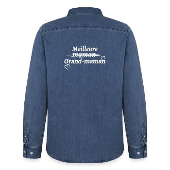 meilleure grand-maman - Chemise en denim homme bio Stanley/Stella - bleu moyen délavé  - Dos - AI Model Male 185 light (185cm)