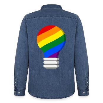 Gay Pride - Men’s Organic Denim Shirt by Stanley/Stella - mid washy  - Back - AI Model Male 185 light (185cm)
