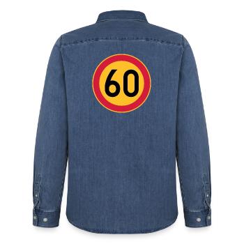 60 Limit / Tempolimit - Männer Jeanshemd Organic von Stanley/Stella - verwaschenes Mittelblau  - Hinten - AI Model Male 185 light (185cm)