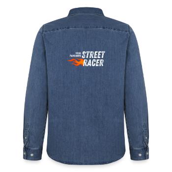 Dein Lieblings-Street-Racer - Männer Jeanshemd Organic von Stanley/Stella - verwaschenes Mittelblau  - Hinten - AI Model Male 185 light (185cm)