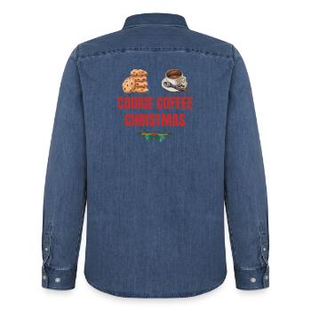 cookie coffee christmas eve - Männer Jeanshemd Organic von Stanley/Stella - verwaschenes Mittelblau  - Hinten - AI Model Male 185 light (185cm)