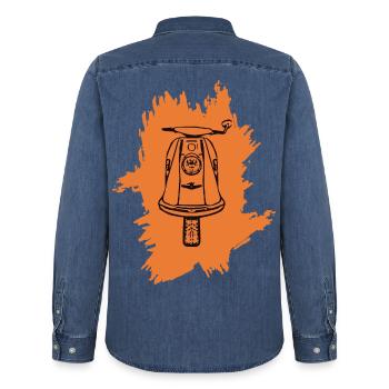 pinsel motiv roller - Männer Jeanshemd Organic von Stanley/Stella - verwaschenes Mittelblau  - Hinten - AI Model Male 185 light (185cm)