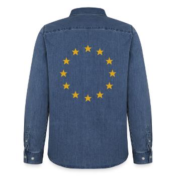 Europa Europasterne - Männer Jeanshemd Organic von Stanley/Stella - verwaschenes Mittelblau  - Hinten - AI Model Male 185 light (185cm)