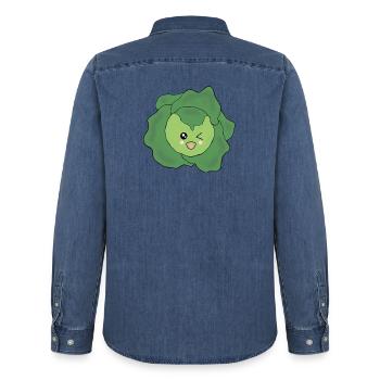 Salad Vegetable Costume Carnival Carnival Partner Shirt - Men’s Organic Denim Shirt by Stanley/Stella - mid washy  - Back - AI Model Male 185 light (185cm)
